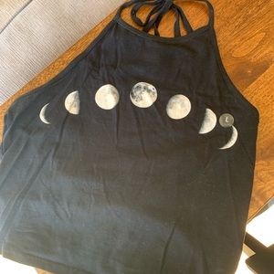 L.A. Hearts phases of the moon black cropped halter